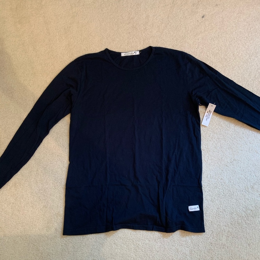 Casual navy blue long sleeve shirt